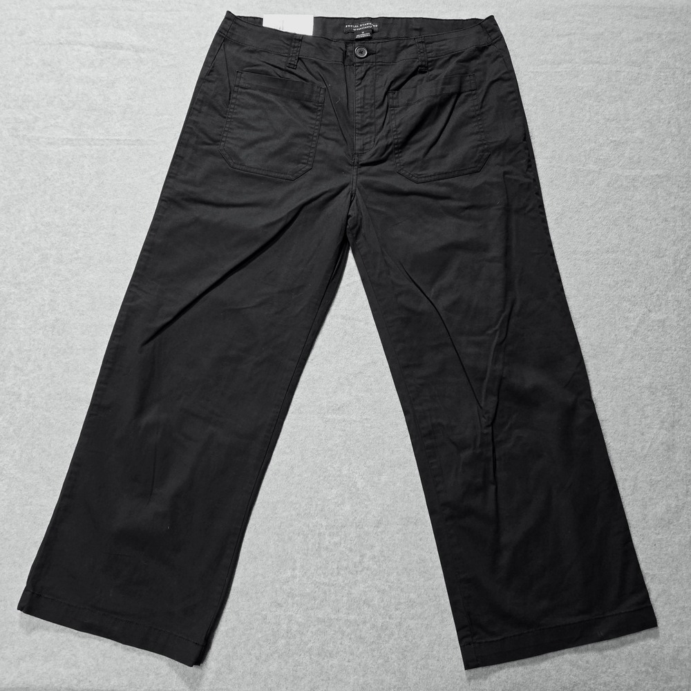 NWT SANCTUARY High Rise Women's Twill Wide-Leg Ankle Cropped Black Pants - Picture 1 of 16